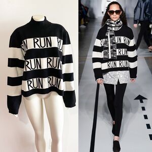 MaxMara Sportmax Striped Run Sweater Pullover Black White Medium
